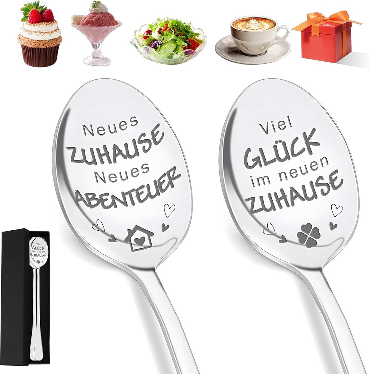 Koffielepel met gravure (nieuw huis nieuw avontuur)