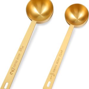 Koffielepel portioneerder, 2 stuks koffiemaatlepels met lang handvat koffielepel roestvrij staal koffiedoseerlepel maatlepel koffieaccessoires poeder portioneerder, 2 maten 15 ml, 30 ml