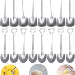 Koffielepel,Forreen 16 Stuks Dessertlepel Watermeloenlepel Ijslepel Serveerlepel Schop Vorm Koffie Lepel Bestekset voor Picknicks Bars Keukens Feesten,2 Maten