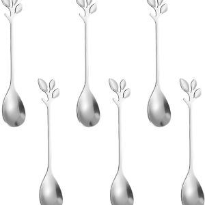 Koffielepels, 12 cm, lange koffielepels in bladvorm van gepolijst roestvrij staal, vaatwasmachinebestendig