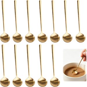 Koffielepels, 13.2 cm Gouden Roestvrijstalen Lepel | elegant modern design, voor koffie, suiker, dessert, voor thuis, restaurant, hotel, bruiloft, feest