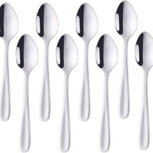 Koffielepels 13,5 cm kleine lepels espressolpel dessertlepel mini theelepels metalen mokkalpel (zilver)