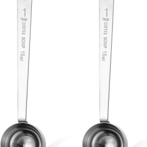 Koffielepels, 15 ml, met lange handgreep, herbruikbaar, roestvrij staal, metalen maatlepels voor koffie, losse thee, specerijen