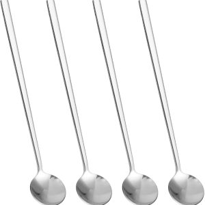 Koffielepels, 4 stuks, 6,7 inch lang handvat, zilver