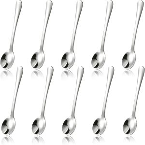 Koffielepels, 7,5 cm, koffielepel, roestvrij staal, dessertlepel, theelepel, espressolepel, klein, voor thuis, restaurant, hotel, hoogglans gepolijst en vaatwasmachinebestendig (zilver