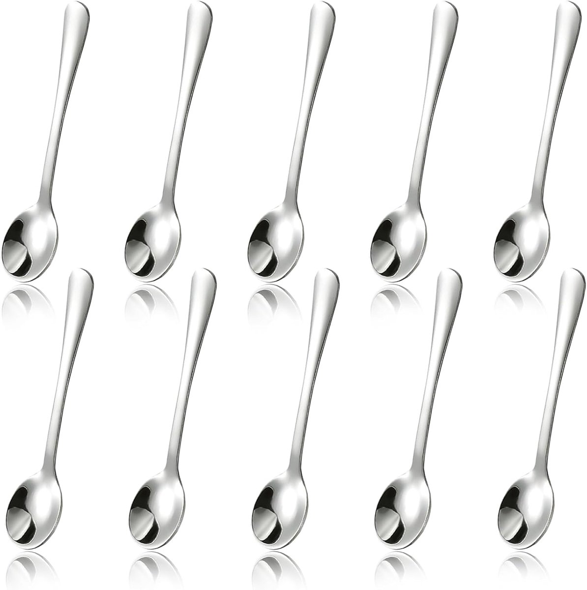 Koffielepels, 7,5 cm, koffielepel, roestvrij staal, dessertlepel, theelepel, espressolepel, klein, voor thuis, restaurant, hotel, hoogglans gepolijst en vaatwasmachinebestendig (zilver