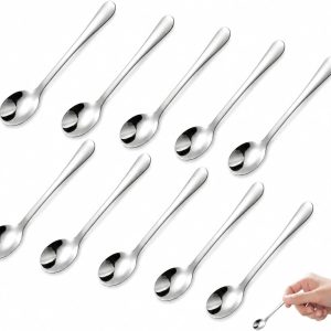 Koffielepels 7,5 cm roestvrij staal, kleine dessertlepel voor koffie, thee, ijs, mooie kleine kruidenlepels, kleine lepels, wasbaar, vaatwasmachinebestendig, thuis, restaurant