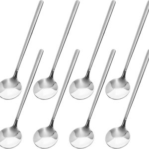 Koffielepels, 8 stuks theelepels van roestvrij staal, kleine lepel voor het mengen van kooklepels voor thee, koffie, dessert, ijs (zilver)