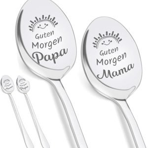 Koffielepels Gravura goedemorgen papa mama roestvrij staal paasdecoratie cadeau voor papa mama ideaal voor ontbijt verjaardag geschenken ouders