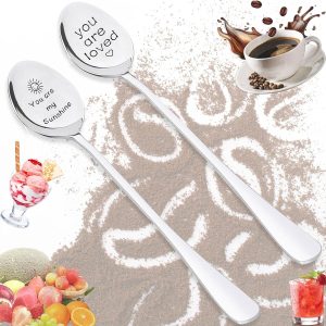 Koffielepels, Lepels voor mannen en vrouwen, 2 Koffielepels met Gravure, Laten we Samen Koffie Drinken