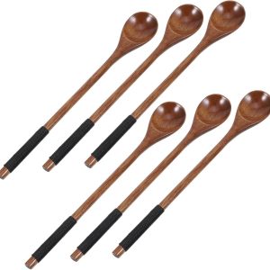 Koffielepels Met Lange Steel Houten Roerlepel 8 Inch Koffie Roerlepel Koffielepel Japanse Ramen Soeplepel