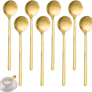 Koffielepels Met Lange Steel,Gouden Roestvrijstalen Lepel,13 Cm Stalen Huishoudlepel,Geschikt Voor Koffie,Suiker,Dessert,Ijs,Soep