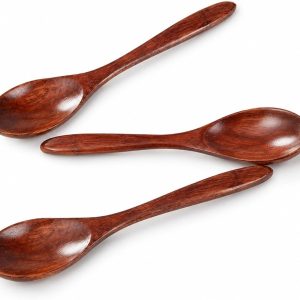 Koffielepels, Set van lange lepels, ijslepels en theelepels, houten lepels, roerlepels, kruidenlepels, herbruikbaar bestek, 3 stuks
