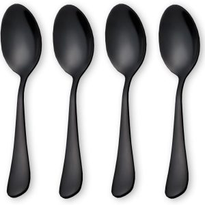Koffielepels Theelepels, Roestvrijstalen Minicakelepels, Ijslepel, Kleine Lepels Voor Dessert, Set Van 6 (Zwarte Koffielepels)