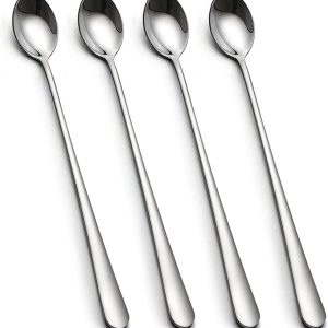 Koffielepels Theelepels set van 4 lepels met lange steel ideaal voor latte koffie, espresso, warme chocolademelk, warme dranken, dessert en ijsroom sundae - 23 cm