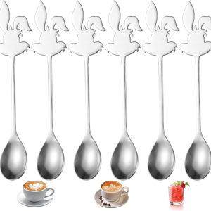 Koffielepels, dessertvorken, kleine vorken taartvorken bowl vorken cocktailvorken, perfect voor afternoonthee van een dessertwinkelfeest (zilver) (Konijnenlepel)