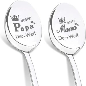 Koffielepels gravure - Beste Mama Papa Der Welt, kerstcadeaus voor mama papa, voor mama papa, Vaderdag