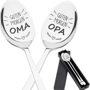 Koffielepels met gravure "Beste Opa Oma" van roestvrij staal, cadeau voor verjaardag, Kerstmis, jubileum