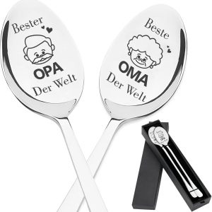 Koffielepels met gravure "Beste Opa Oma" van roestvrij staal, cadeau voor verjaardag, Kerstmis, jubileum