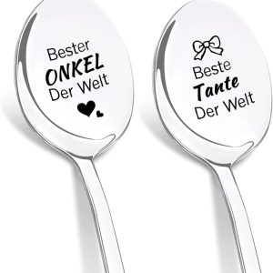 Koffielepels met gravure "Your Tante und oom der Welt", koffielepel van roestvrij staal, Du Worst tante en oom , bijzonder kerstcadeaus