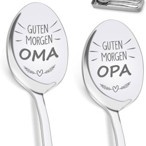 Koffielepels met gravure, lepel van roestvrij staal, cadeaus voor oma en opa, cadeaus voor grootvader, verjaardag, cadeaus voor grootvader voor Vaderdag