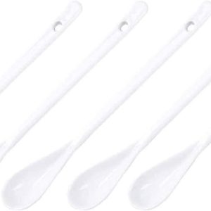 Koffielepels met lange handgreep, roerlepel, voor honing en specerijen (wit)