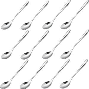 Koffielepels roestvrij staal, 12 cm, kleine dessertlepel, kleine eetlepel, mini-espresso, kleine lepels, roestvrij, vaatwasmachinebestendig, voor espresso, eieren, specerijen, dessert
