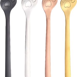Koffielepels roestvrij staal kattenpoot lepels cartoon theelepel roerlepel ijslepel voor thee melk koffie dessert milkshake ijs, Nutella lepel, kattenlepel, kattenlepel voor