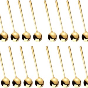Koffielepels, roestvrij staal, spiegel gepolijst, theelepelset, koffieroerlepel, mini-taartlepel, dessertlepel, ijslepels voor koffie, thee, servies, keuken, café of bar, 14,5
