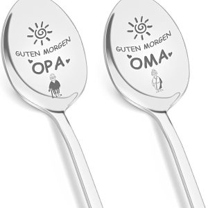 Koffielepels van 19 cm, bijzonder cadeau, kerstcadeau, paascadeaus voor oma en opa, beste oma en opa voor verjaardag Pasen