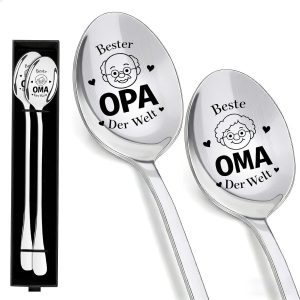 Koffielepels van 19,5 cm, kerstcadeau, paascadeaus voor oma en opa, beste oma en opa voor verjaardag, Pasen, speciaal cadeau