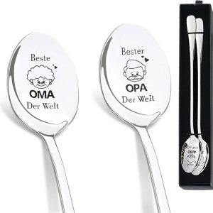 Koffielepels van roestvrij staal, cadeau voor oma en opa, gravure met beste oma en opa, paascadeaus voor volwassenen, verjaardagscadeau voor oma, opa, lepel, gepersonaliseerd voor
