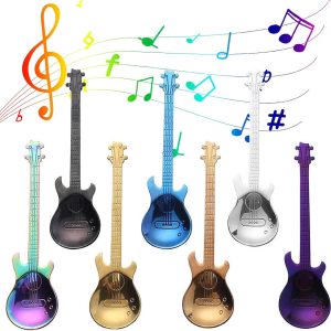 Koffielepels van roestvrij staal, kleurrijke koffielepels voor gitaar, vaatwasmachinebestendig, hoogglans gepolijst, voor thuis, hotel, 12 cm