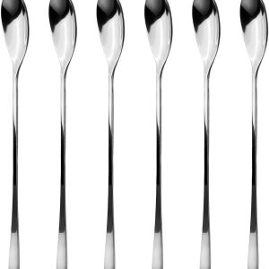 Koffielepels van roestvrij staal, lange lepel, hoogglans gepolijst, dessertlepel, vaatwasmachinebestendig voor huis, keuken of restaurant, 23 cm