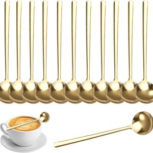 Koffielepelset 12 stuks goud, roestvrij staal, 13cm vaatwasmachinebestendig | Koffielepelset 12 stuks, goud, roestvrij staal, 13 cm, klassiek, vaatwasmachinebestendig