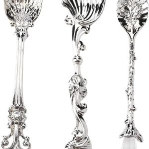 Koffielepelset 3 Stuks, Koninklijke Stijl Dessert Snacks Scoops Gesneden Metalen Theelepel Servies voor Keuken Eetkamer Bar Party