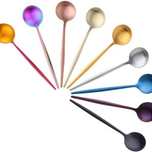 Koffielepelset, kleurrijk, theelepels, roestvrij staal, 12,7 cm, kleine lepel, 9-delige theelepels, voor koffie, thee, glazen, mini-dessertlepel