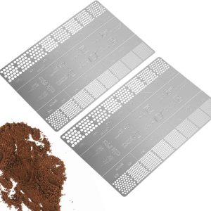 Koffiemaling Referentiekaarten - Maalgrootte Gids - Koffie Bereiden - Roestvrij Staal - 10 x 8.16 cm - Zilverkleurig
