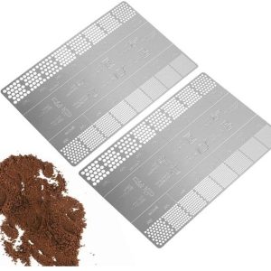 Koffiemaling Referentiekaarten - Maalgrootte Gids - Koffie Bereiden - Roestvrij Staal - 10 x 8.16 cm - Zilverkleurig