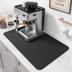 Koffiemat Groot, Koffiebar Accessoires voor Aanrecht, Absorberende Afwasmat, Antislip en Verberg Vlekpad voor Espressomachine, Espressomachine en Aanrecht, Zwart