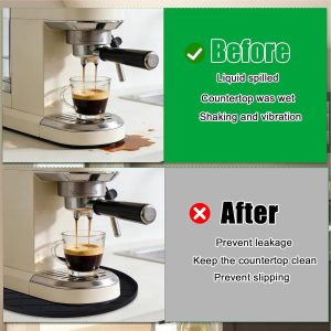 Koffiemat voor Aanrecht, 40x25cm Espressomachine Mat met Verhoogde Rand Antislip Koffiezetapparaat Onderlegger Spatvrij Bar Accessoires voor Keuken Kantoor Toonbank (Zwart)