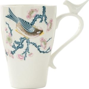 Koffiemok 350ML keramische mok ontbijt melkbeker met de hand geschilderd patroon koffiekopje thuis afternoon tea cup Reis Koffiemok (Color : Rood)