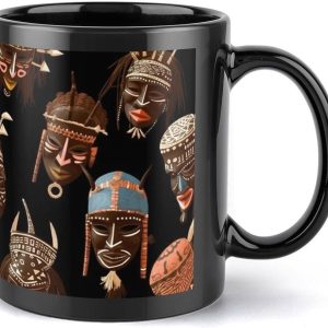 Koffiemok Keramiek - Theekop Mok - Grote Dranken Genieten - Afrikaans Ritueel Patroon - 325 ml - Multicolor