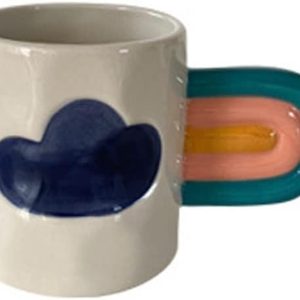Koffiemok Koffiekopje Keramische mok Afternoon Tea Mok Swing Tea Cup Huishouden Woonkamer Melkbeker met regenbooghandvat Reis Koffiemok (Color : Rood)
