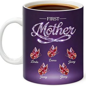 Koffiemokken voor vrouwen, 330 ml, origineel van keramiek, originele paarse koffiemokken voor vrouwen, voor oma, vrouw, zus, dochter, verjaardag, Thanksgiving