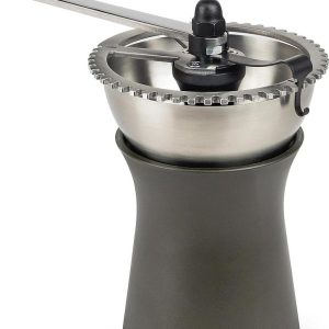 Koffiemolen 19 cm chocolade hoogwaardige handmatige koffiemolen van robuust roestvrij staal en kunststof grijs - Kronos