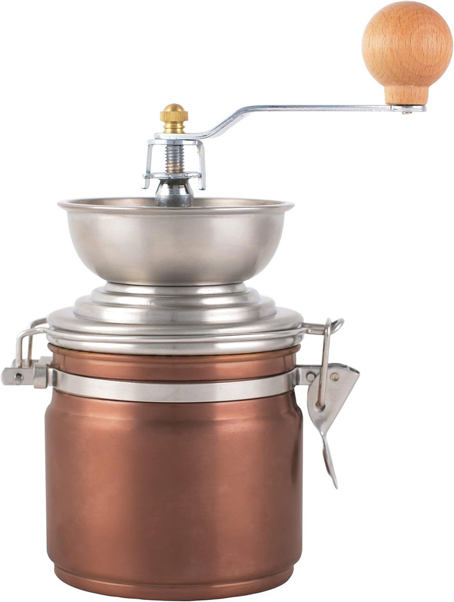 Koffiemolen - Bonenmaler - Verse Koffie - Vintage Design - 17.5 x 9.5 x 22 cm - Koperbruin