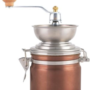 Koffiemolen Koper - Vintage Molen - Verse Koffie - Eenvoudige Bediening - 17.5 x 9.5 cm - Bruin