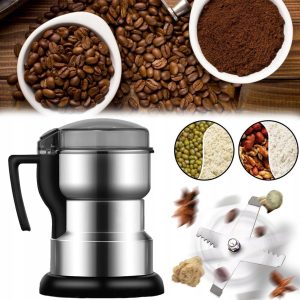 Koffiemolen Met Zes Messen Van Roestvrij Staal 150W - Automatische Stop Bij Openen Van Deksel Voedselveilig 304 Roestvrij Staal Stabiele Brede Voet - Snel Malen Van Kruiden Noten En Granen