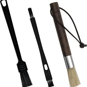 Koffiemolen Reinigingsborstelset - Natuurkleur - 3 Stuks - Houten Handvat met Natuurlijke Borstelharen - Voor Koffiemolens en Espressoapparaten